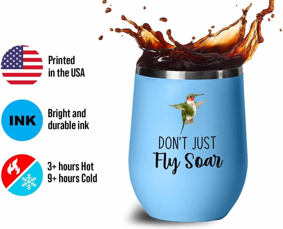 Bird Lover Blue Edition Wine Tumbler 12oz - Don't just fly soar - Humm