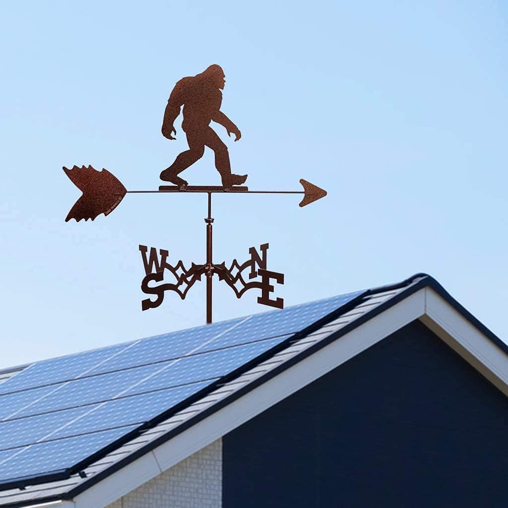 Metal Weather Vane Wind Direction Measuring Instrument Roof Installation Weather Vane Farm Scene Garden Art Deco Accessories (Sasquatch)