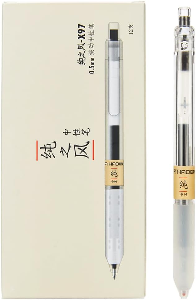 czxwyst X97 Retractable Gel Ink Pens 0.5mm Fine Point (Black Color 12-