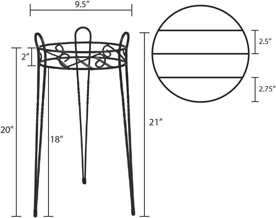 Canterbury 21-Inch Black Scroll Top Plant Stand SCBPS1021-B