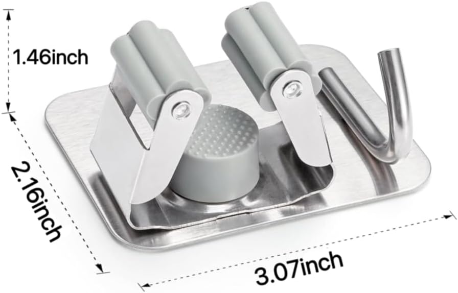 3-piece Stainless steel broom and mop multifunctional bracket hook - self-adhesive, no drilling required - universal for kitchen, bathroom, and garden (silver)