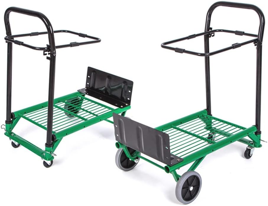 HBJWOV Home Garden Folding Trolley Utility Wagon Foldable Trolley Grocery Cart Portable Trolley 4Wheel Multifunctional Forklift Trolley