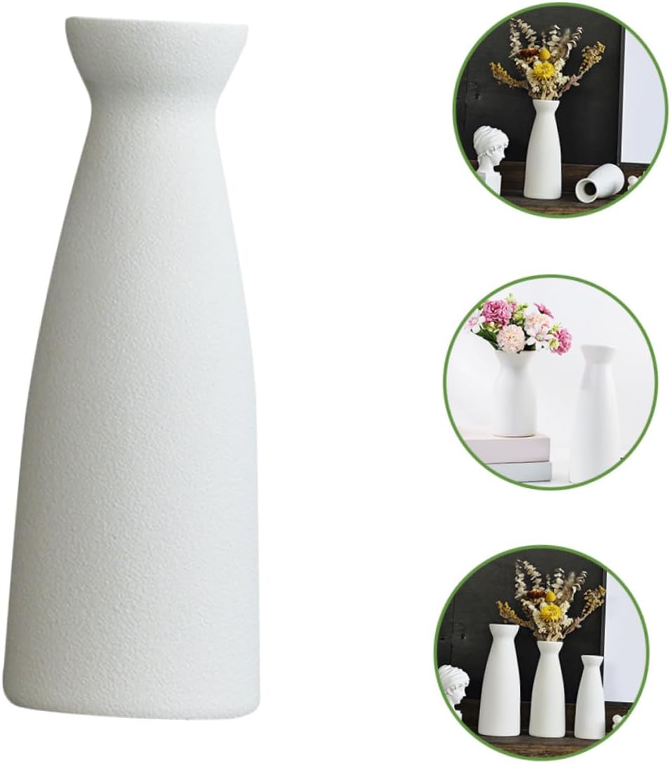PRETYZOOM White Ceramic Mini Flower Vase Medium Size Hydroponic Pot Home Décor Planter for Dried Flowers Tabletop Ornament