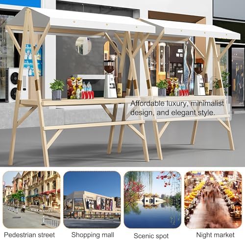 Foldable Outdoor Vendor Cart with Canopy | Portable Food Vending Stand & Display Kiosk | Market Concession Booth Trolley for Events, Festivals, and Fairs