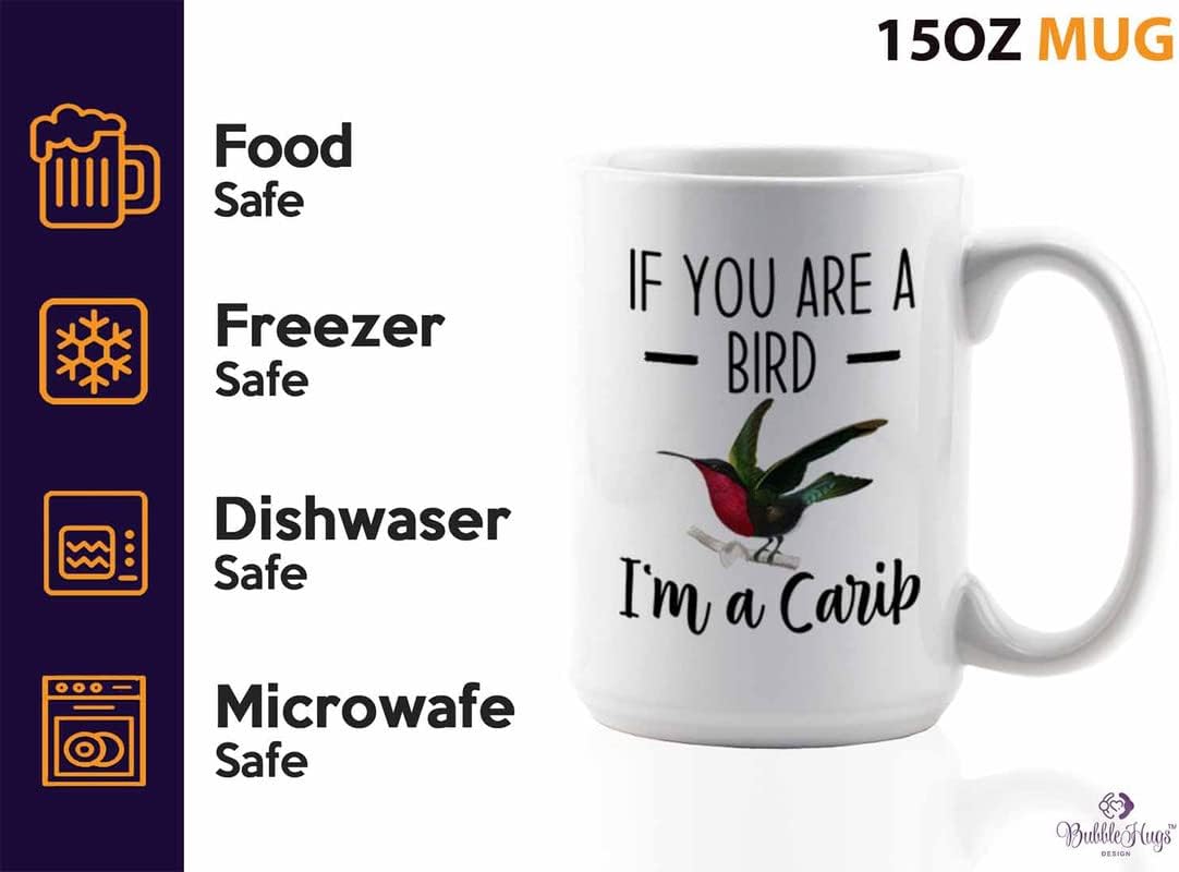 Bird Lover Coffee Mug 15oz White - Bird and carib - Hummingbird Nest Cage Parrot Dad Gardening Outdoor Birdwatcher Feeder