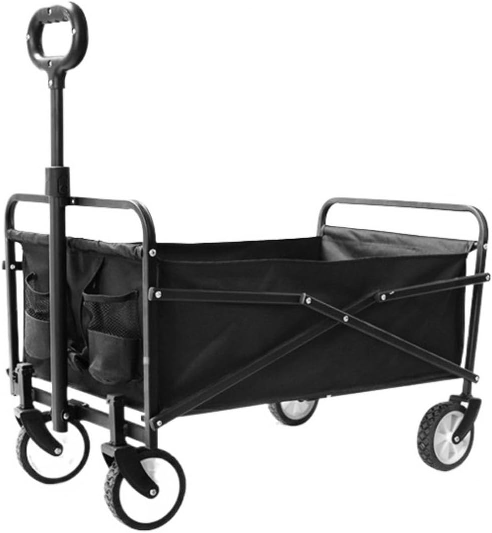 Heavy-Duty Folding Garden Wagon, Portable Utility Trolley Cart with 4 Wheels - Ideal for Outdoor Camping, Beach Trips, and Shopping - Versatile Folding Cart for Easy Transport