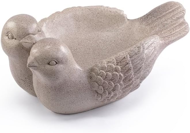 Napco Vintage Lovebird Garden Bowl – 6.5 x 16 Inch Resin Double Bird F