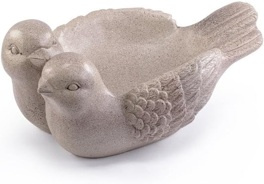 Napco Vintage Lovebird Garden Bowl – 6.5 x 16 Inch Resin Double Bird F