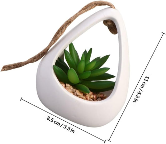 Milisten Artificial Succulent Plant Hanging Pot, Small Faux Lotus Desk
