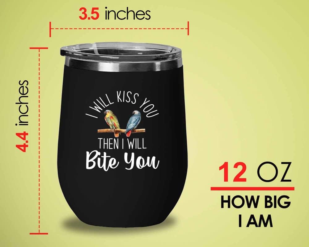 Bird Lover Black Edition Wine Tumbler 12oz - Kiss then bite you - Humm