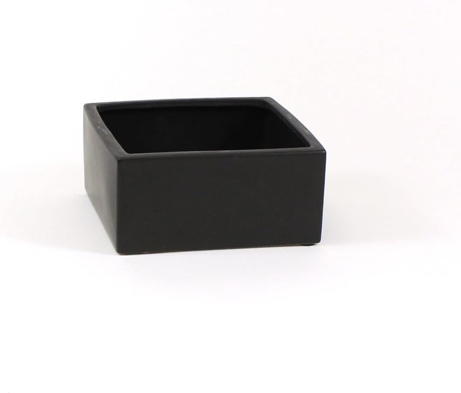 WGVI WGV AZ_CBC0804BK Modern Block Ceramic Pot, Black