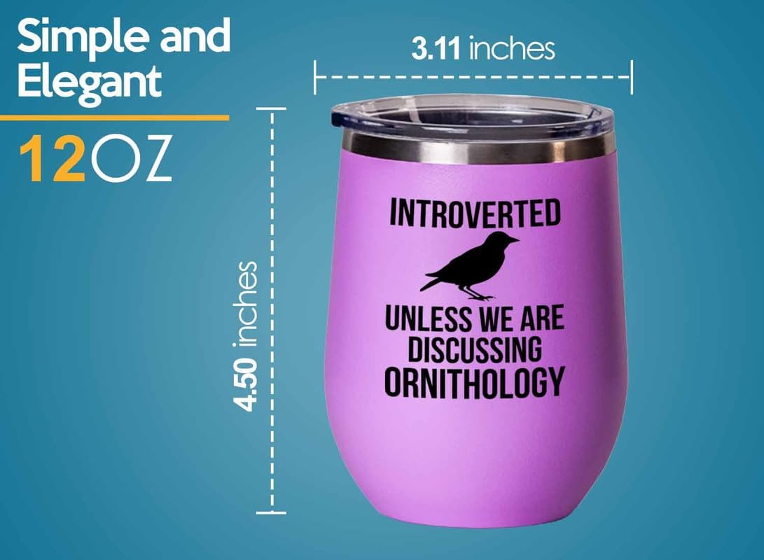 Birding Pink Edition Wine Tumbler 12oz - Introverted unless - Bird Fee