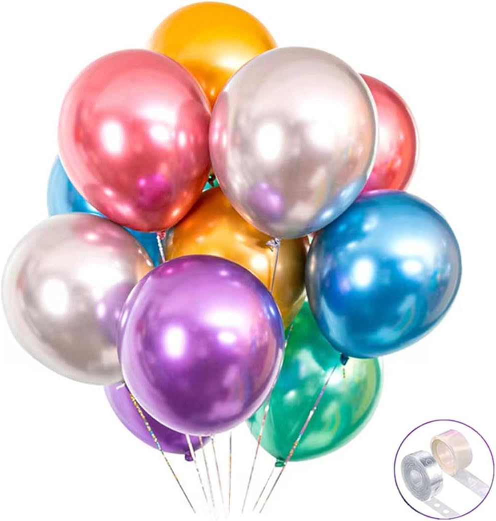 Colorful Party Balloons 100pcs 12inch Chrome Metallic Helium Balloons 