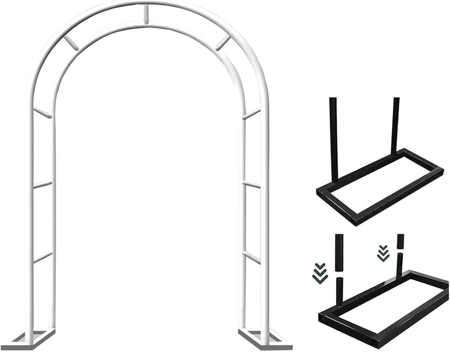 White Iron Arch Trellis Arbor for Climbing Plants, Vines & Roses - Garden Pergola Support Rack for Outdoor & Indoor Decor, Wedding & Bridal Party Arch (1.2x2m)