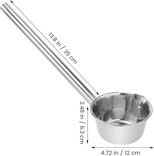 Stainless Steel Long Handle Water Scoop Ladle with Spout 35cm Kitchen 