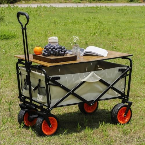 Portable Camping Cart,Outdoor Beach Trolley Cart with Table Board and 