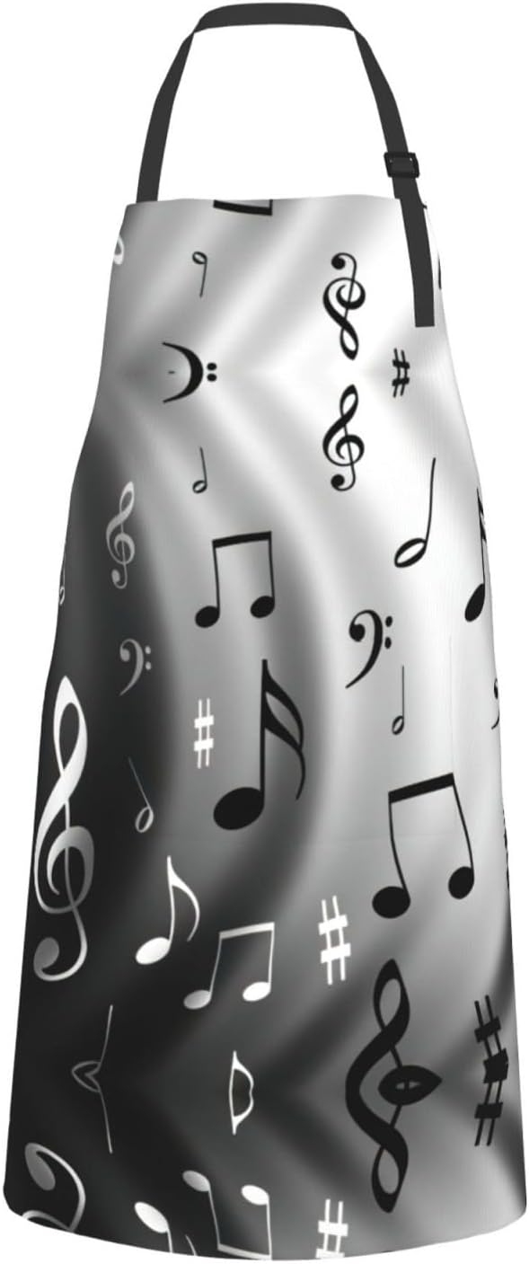 Music Notes Print Print Laundry apron 28x33 In Waterproof Kitchen Apron with Pockets for Cooking Baking
