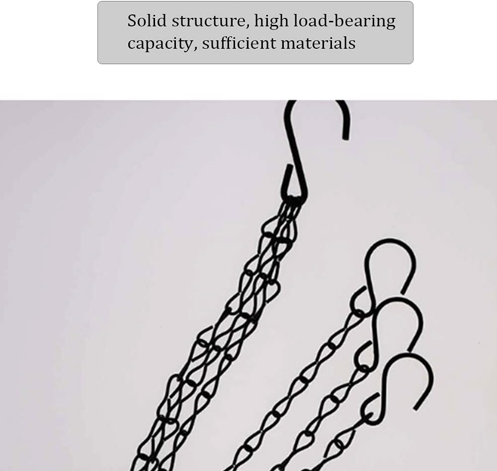 6 Pcs Hanging Chain, Heavy Duty 15.7 Inch Hanging Flower Basket Galvanized Replacement Chain -3Point Garden Plant Hanger for Outdoor Bird Feeders, Planters and Lanterns (Black) ¡­