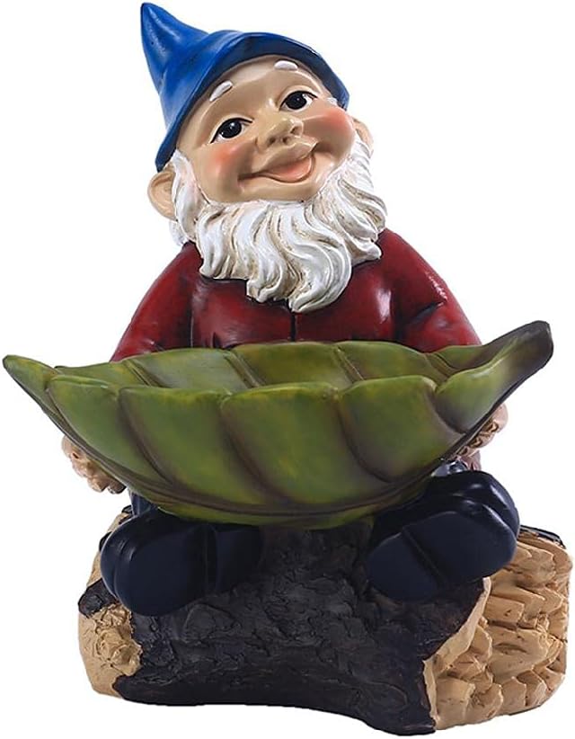 Gnome Bird Feeder Resin Bird Feeders for Outdoors Gnome Bird Feeder Sculpture Whimsical Garden Decoration Gnome Garden Resin Gnome Statue