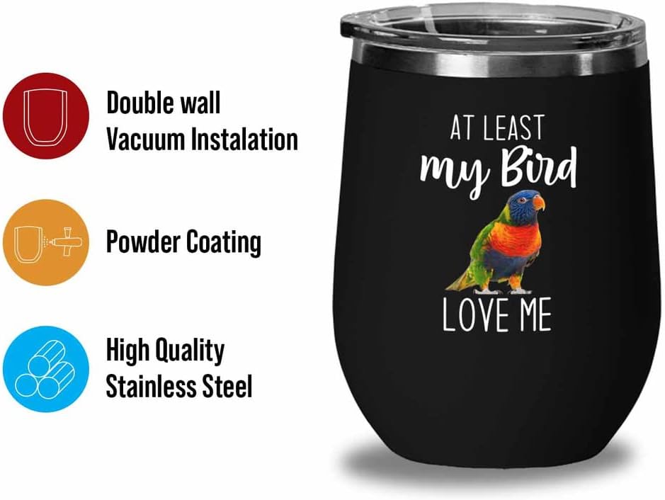 Bird Lover Black Edition Wine Tumbler 12oz - Bird loves me - Hummingbi