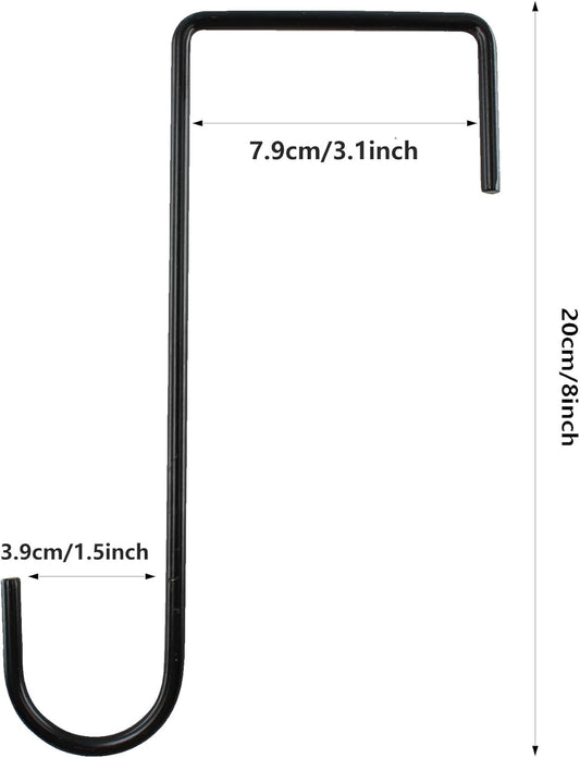 8Pcs 3 x 8 Inches Black Vinyl Fence Hooks, Light Vinyl Siding Hooks for Outdoor String Lights, Hanging Outdoor, Deck Bird Feeder Hanger for Railing, Plant Hangers(8Pcs, Black)