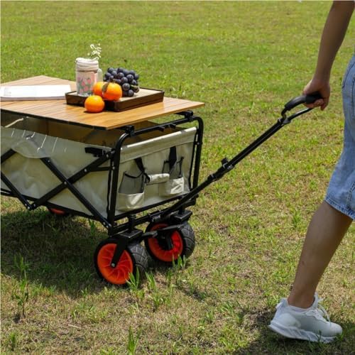 Portable Camping Cart,Outdoor Beach Trolley Cart with Table Board and 