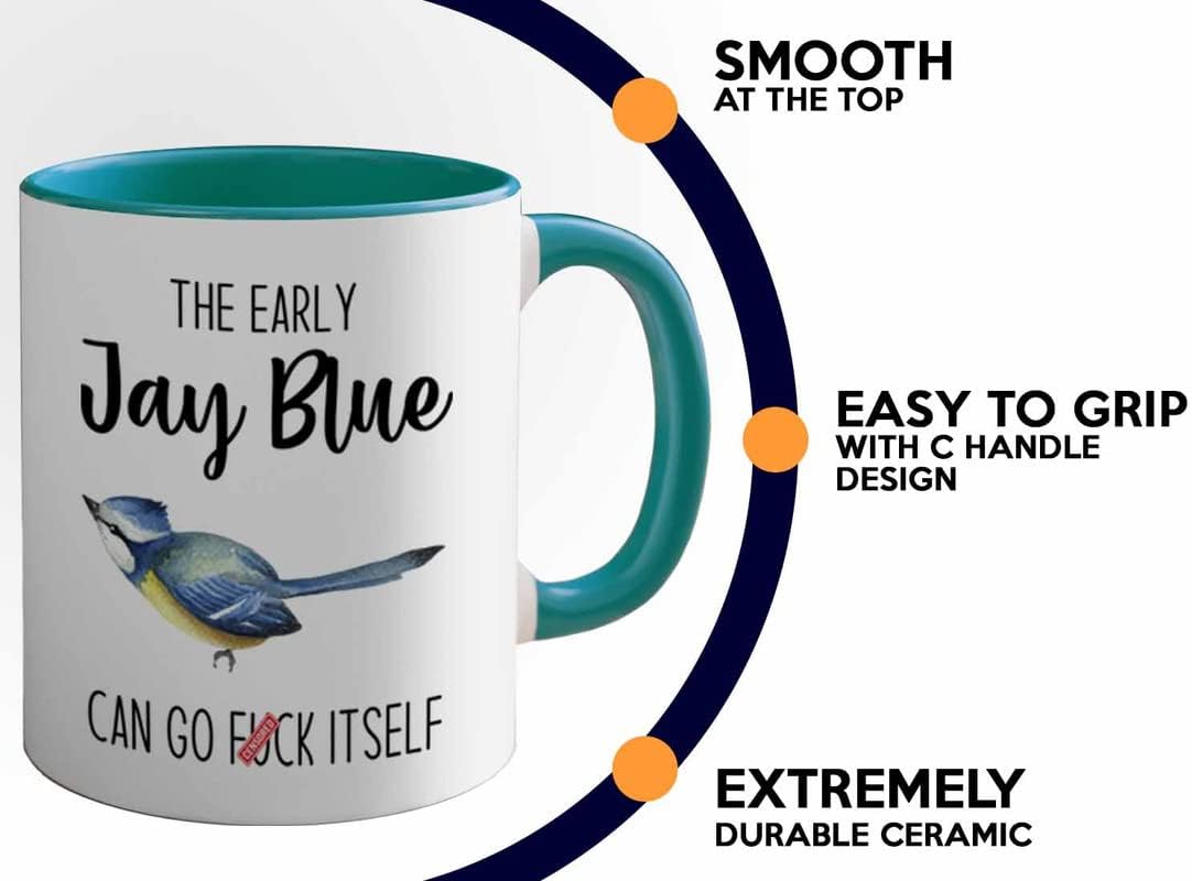 Bird Lover Two Tone Green Edition 11oz - Early Jay Blue go - Hummingbird Nest Cage Parrot Dad Gardening Outdoor Birdwatcher Feeder