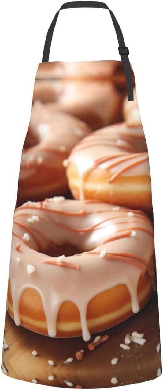 Donuts print Waterproof apron with pocket adjustable cooking apron for adult kitchen bibs to bake