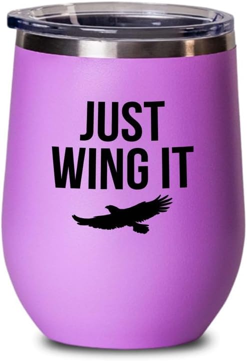 Birding Pink Edition Wine Tumbler 12oz - Just wing it - Bird Feeder Ba
