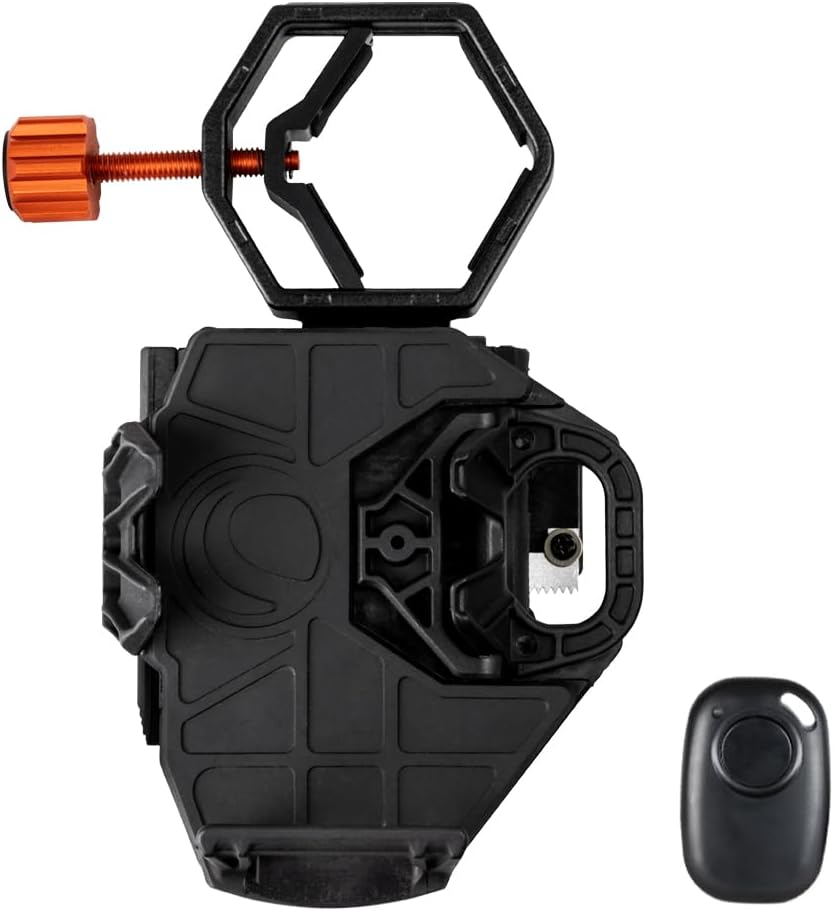 Celestron – NexGO DX – Universal Smartphone Adapter for Telescope, Binoculars & Spotting Scopes – 2-Axis Precision Alignment – Capture Images & Video Through Your Optics – Includes Bluetooth Remote