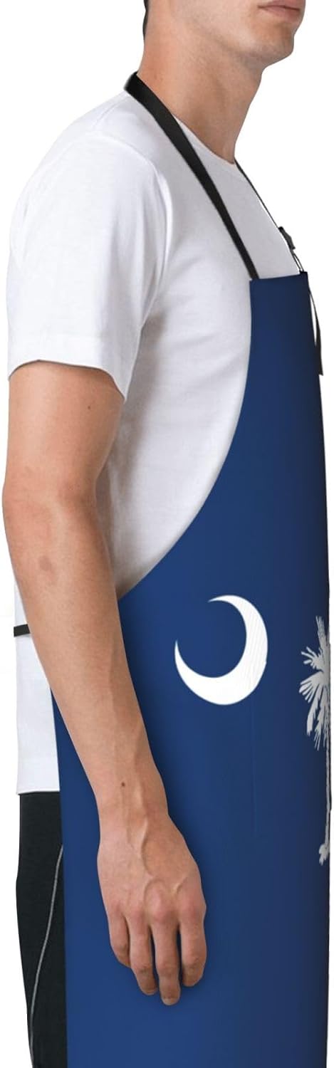 South Carolina Flag print Waterproof apron with pocket adjustable cooking apron for adult kitchen bibs to bake