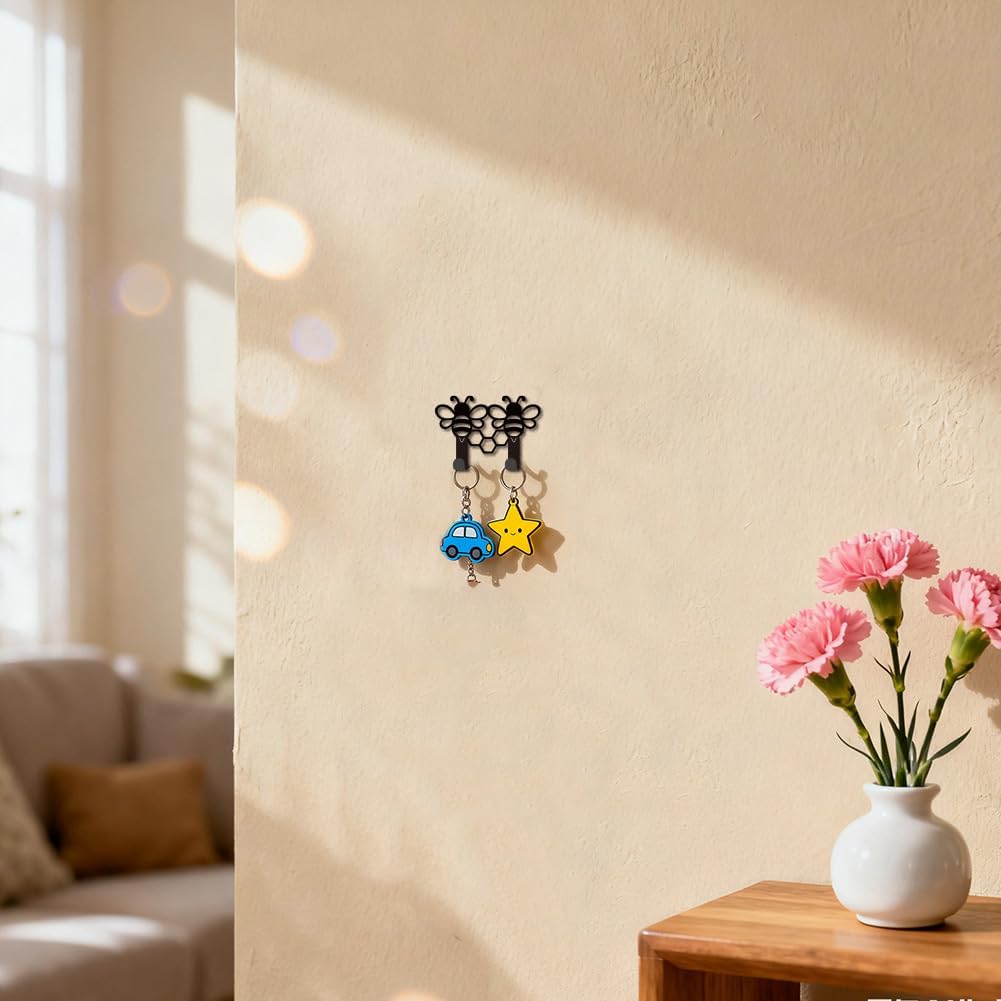 Cute bee Key Holder for Wall Mini Black Iron Key Hooks Wall Mounted Ke