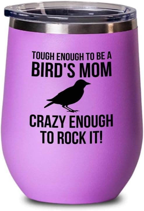 Birding Pink Edition Wine Tumbler 12oz - Tough enough to be - Bird Feeder Backyard Birdwatcher Gifts Birding Bird Lover