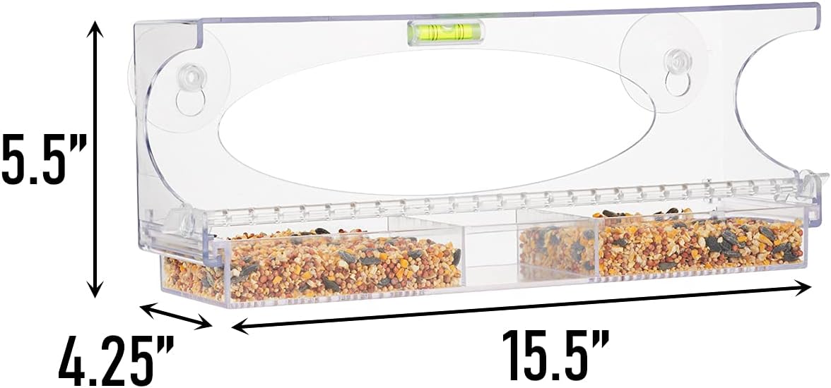 North States Nature's Yard - Large Clear Choice Window Bird Feeder: Strong Suction Cup Bird Feeder for Window Viewing, Holds 1 Pound of Seed