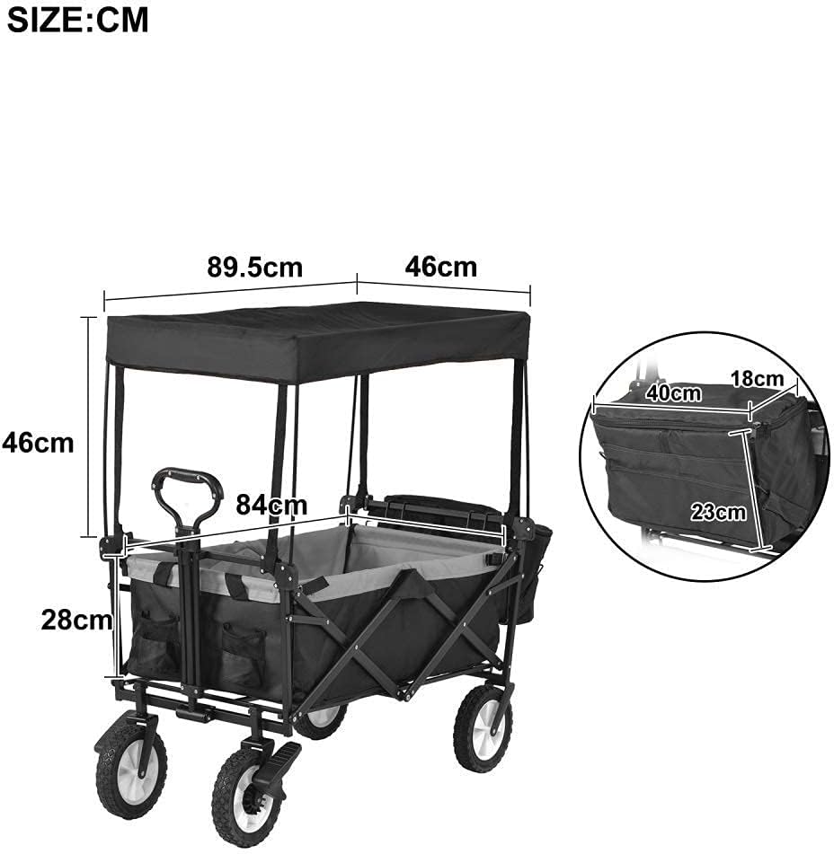 Folding Camping Cart,Portable Garden Cart with 4 Wheels,Romovable Cano