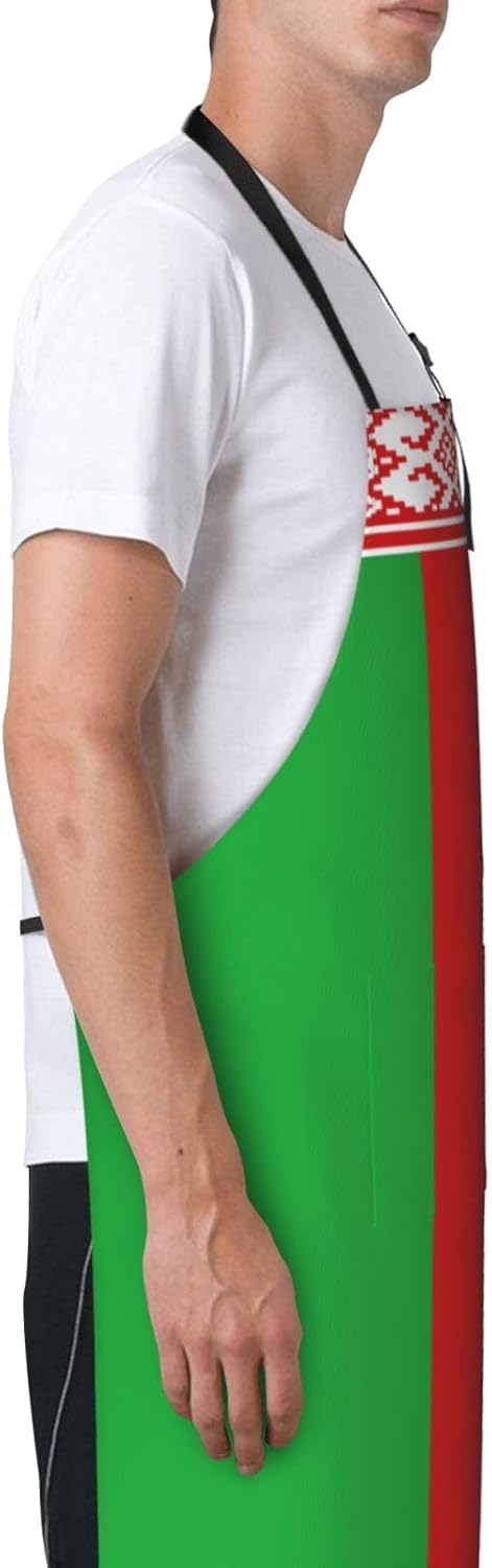 Flag of Belarus print Waterproof chef's apron with pocket apron for kitchen cooking baking barbecue and gardening
