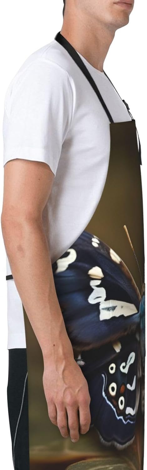 Beautiful moth wings Print Laundry apron 28x33 In Waterproof Kitchen Apron with Pockets for Cooking Baking