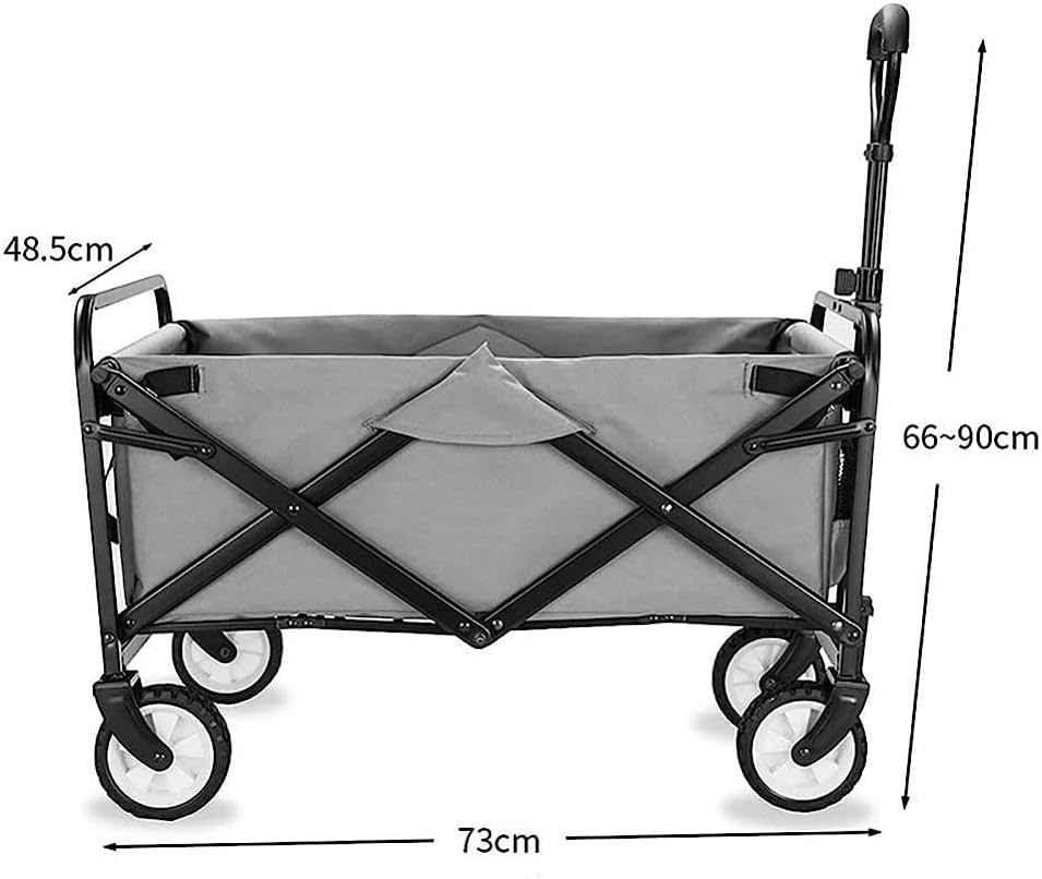 Trolleys, Folding Wagon,Capacity 60Kg, Portable Garden Cart with 4 Wheels and Steel Brakes,Trolley,Foldable Pull Wagon Hand Transport Cart