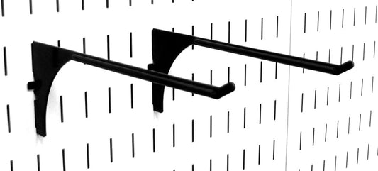 Wall Control 9in Reach Extended Hook Pair - Slotted Metal Pegboard Hooks Pegboard and Slotted Tool Board - Black