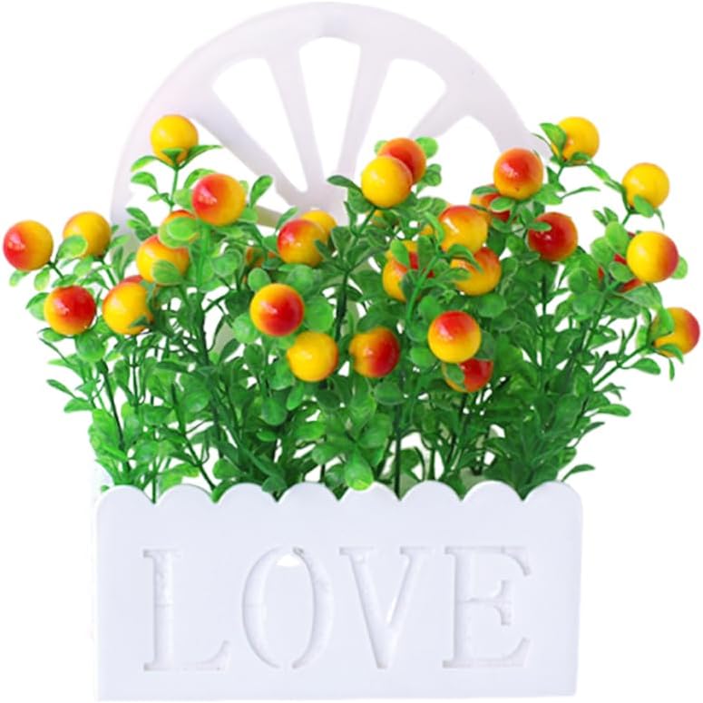 Wall-Mounted Hanging Planters with Artificial Fruits Set, Artificial O