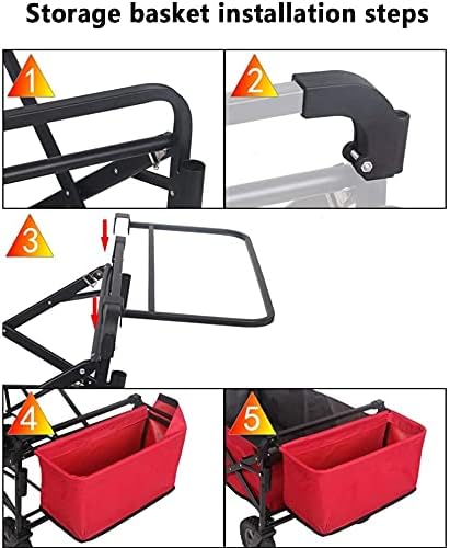 Portable Camping Cart,Outdoor Folding Utility Wagon Folding Garden Outdoor Utility Wagon Picnic Camping Cart with Storage Basket Adjustable Handle Load-Bearing 100kg / 220lbs
