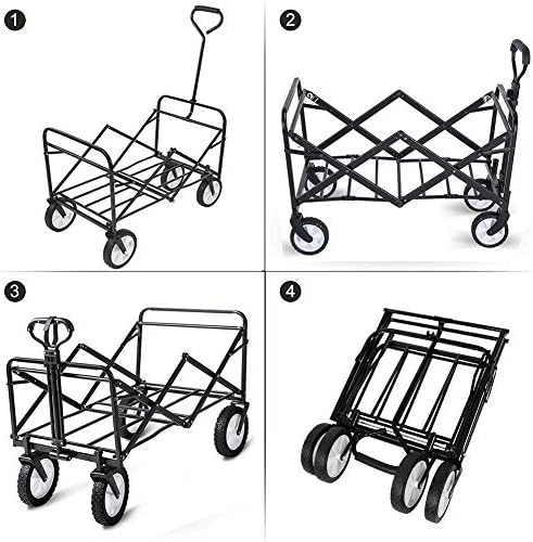 Foldigarden Wagon Cart Outdoor Park Utility Wagon Picnic Campicart for Outdoor/Festivals/Camping/A:Brown/a