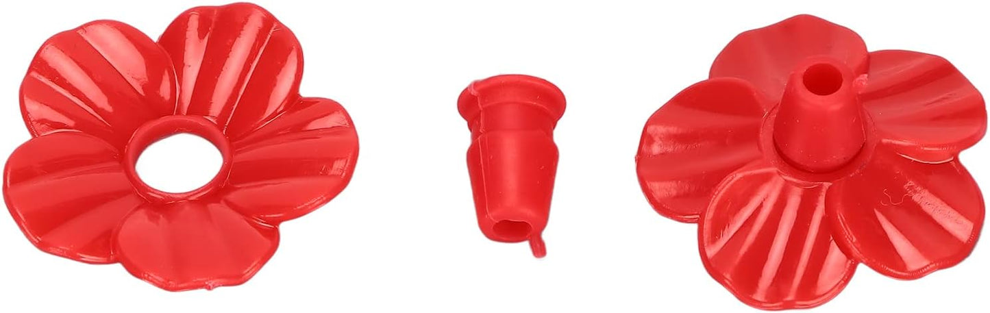 Hummingbird Feeder Parts, Multicolor Hummingbird Feeder Replacement Flowers Hummingbird Feeder Stand - & Attractive, Replaceable Plastic Bird Feeder Flowers for Home (Red, 30