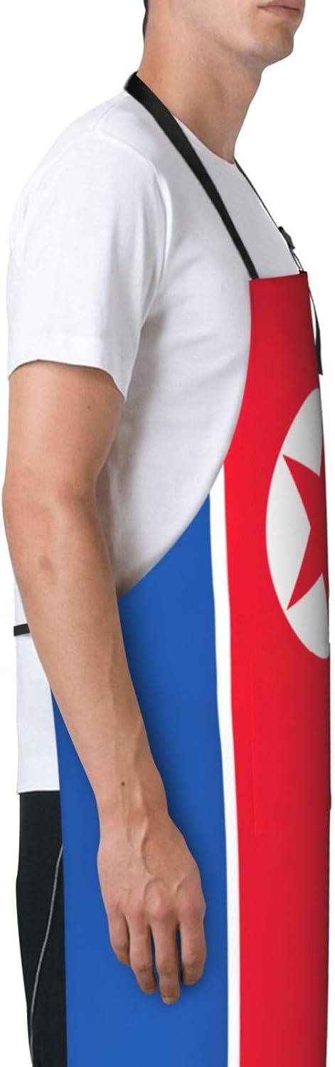 Korean flag print Waterproof chef's apron with pocket apron for kitchen cooking baking barbecue and gardening