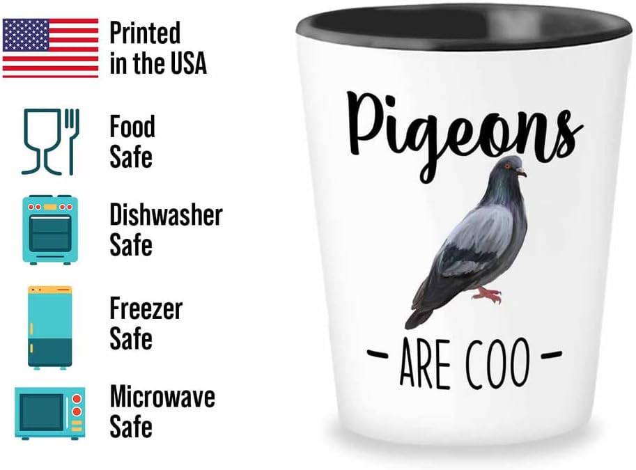 Bird Lover Shot Glass 1.5oz - Pgeons are coo - Hummingbird Nest Cage Parrot Dad Gardening Outdoor Birdwatcher Feeder