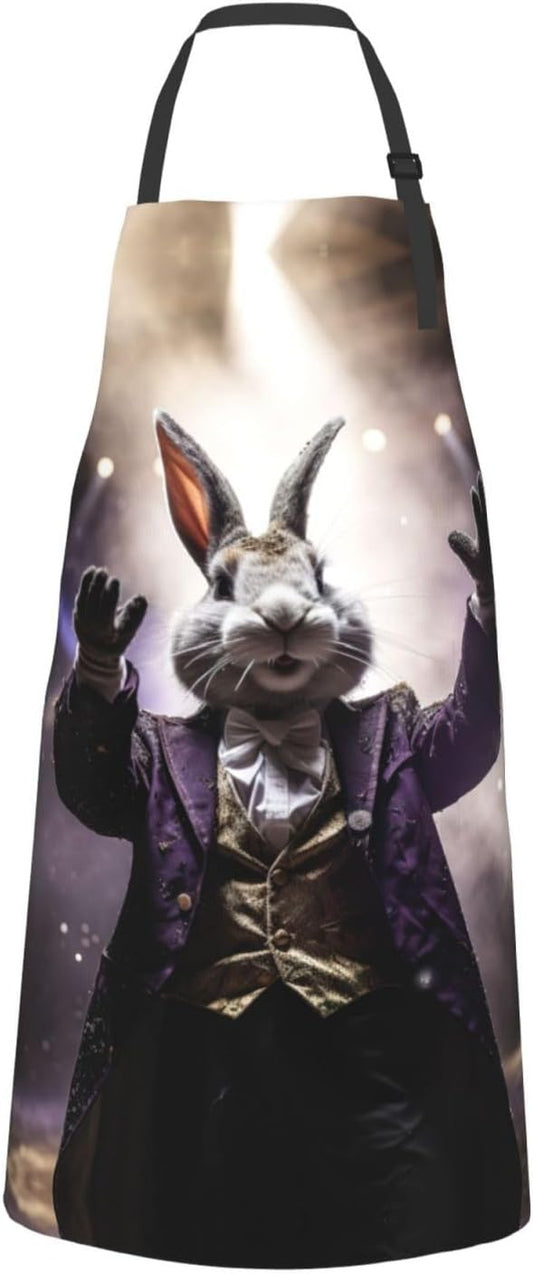 Magician rabbit print Waterproof apron with pocket adjustable cooking apron for adult kitchen bibs to bake