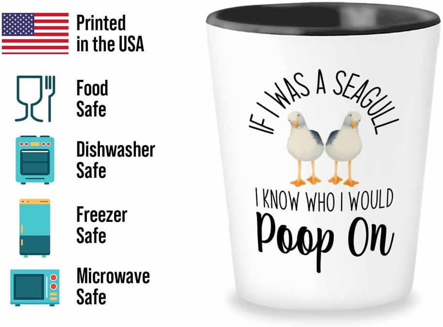 Bird Lover Shot Glass 1.5oz - Seagull poop on - Hummingbird Nest Cage Parrot Dad Gardening Outdoor Birdwatcher Feeder