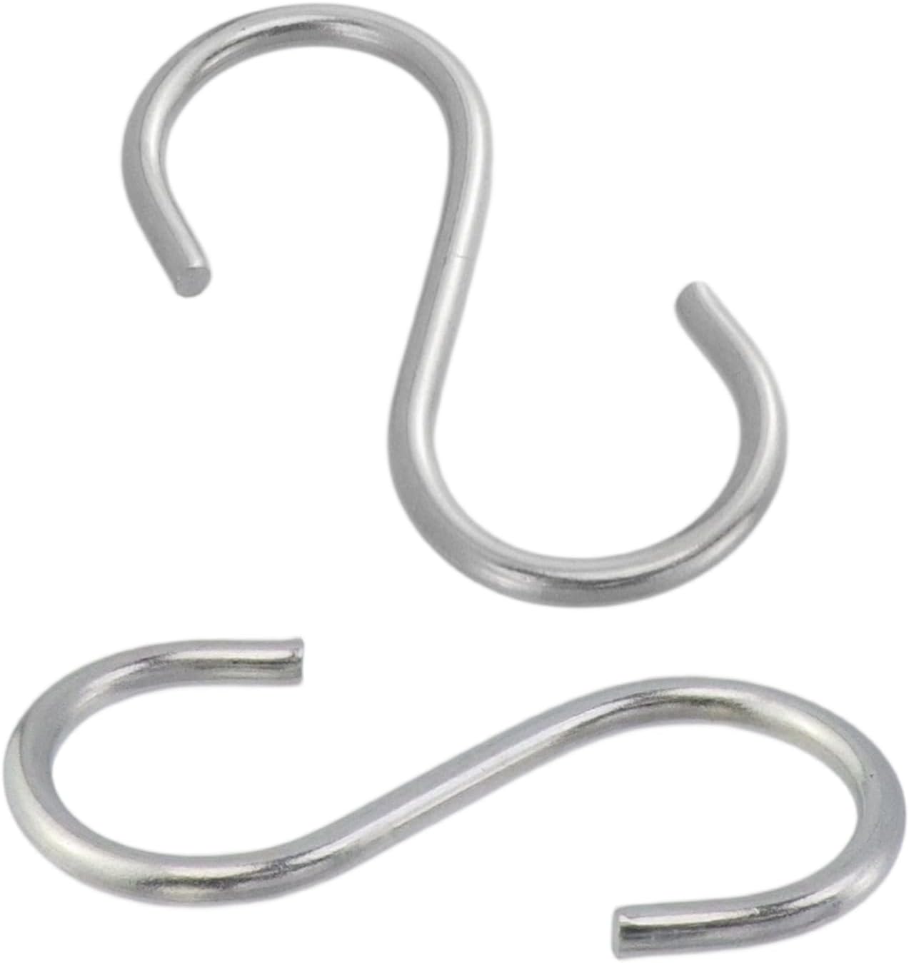 12 Pcs Small S Hooks for Hanging Heavy Duty,2 Inch Small Thick S Hooks for Hammocks, Plants, Chain Hardware, Bird Feeders, Garden Tools, Pots, Pans, Stainless Steel Silver