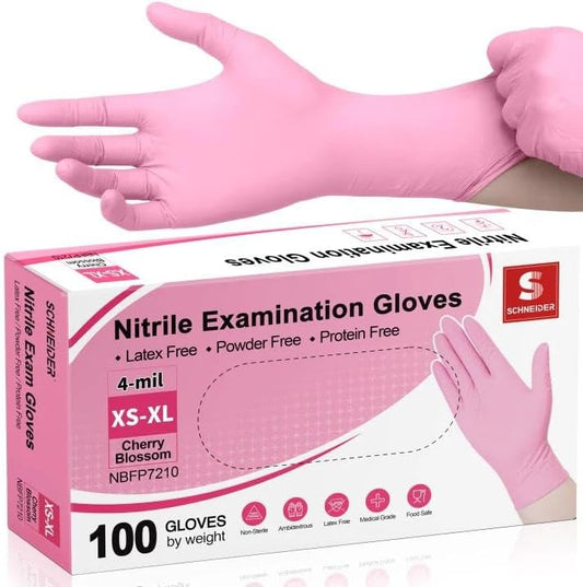 Schneider Nitrile Exam Gloves, 4-mil Medical Gloves Disposable Latex F