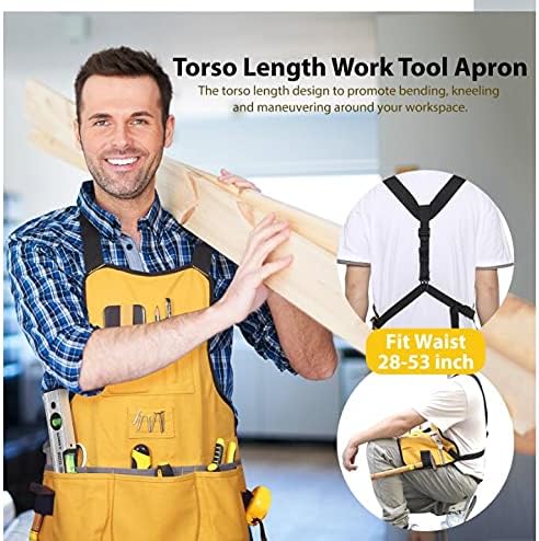 Work Tool Apron for Men and Women, Torso Length with 21 Tool Pockets, 